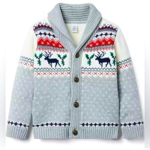 Janie & Jack The Reindeer Fair Isle Cardigan Size 7